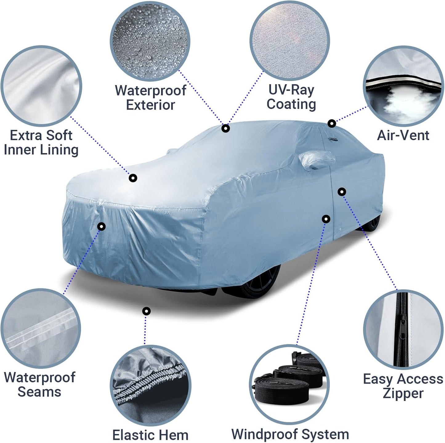 iCarCover Custom Car Cover for 1979-2004 Ford Mustang Waterproof All-Weather Rain Snow UV Sun Protector Full Exterior Weatherproof Indoor Outdoor Car Cover