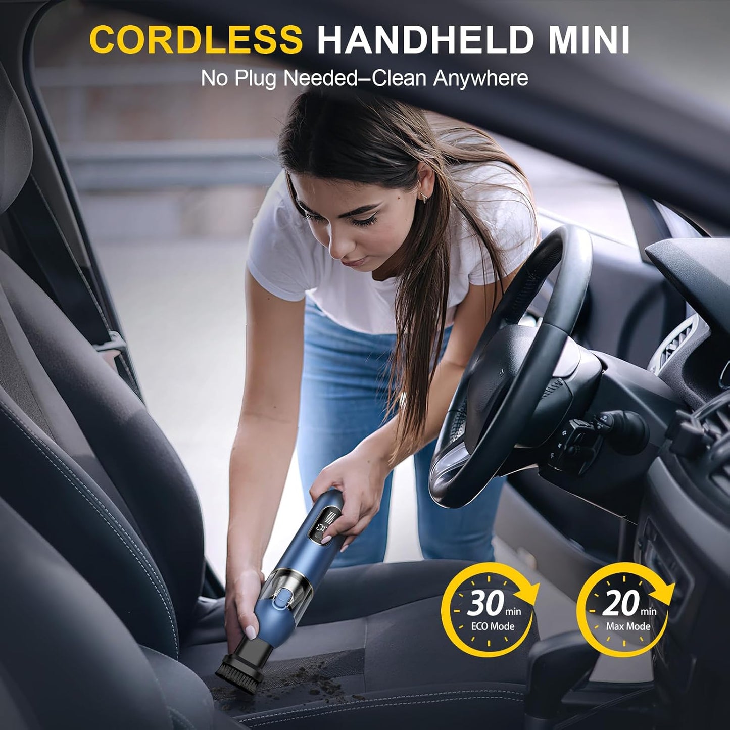 Car Cordless Handheld Vacuum, 13000PA Suction, 4-in-1 Blow & Suction, Rechargeable, for Car, Home, Pet, Office