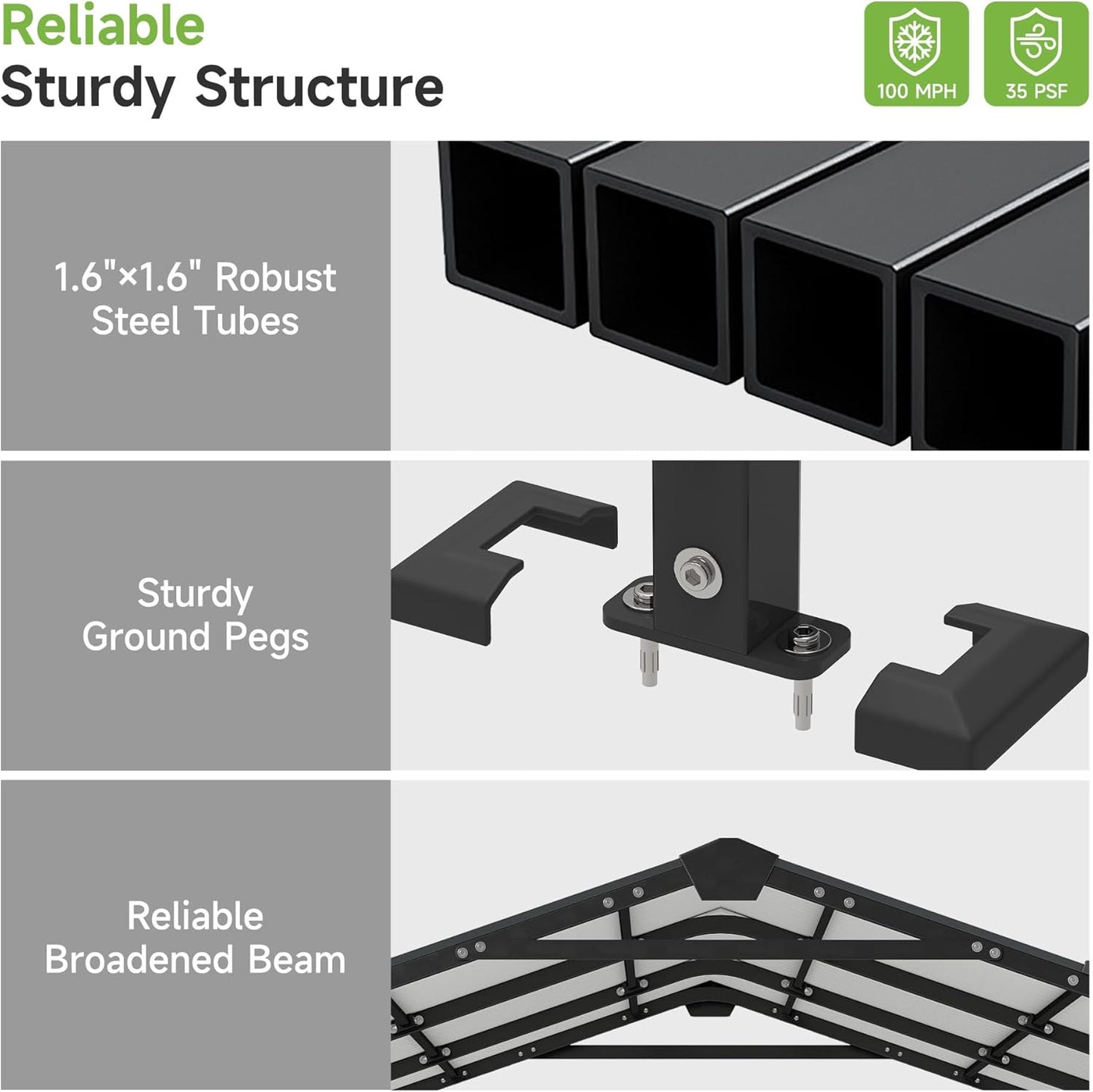 10×15FT Metal Carport, Heavy Duty Car Port, All-Weather Outdoor Storage Trucks, Boats, Cars, Galvanized Steel Roof, Vertical Stripe Design