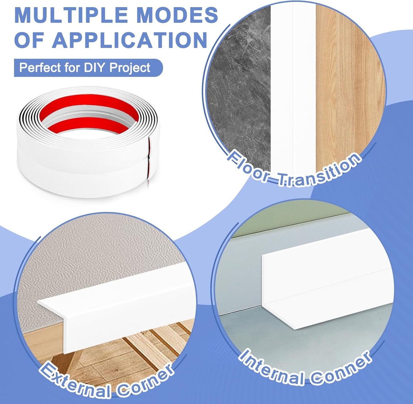 Wall Corner Protector Moulding Trim Peel and Stick Wall Corner Guards Trim Flexible Self Adhesive Edge Protector Moulding, 0.8 in x 40 Ft, White