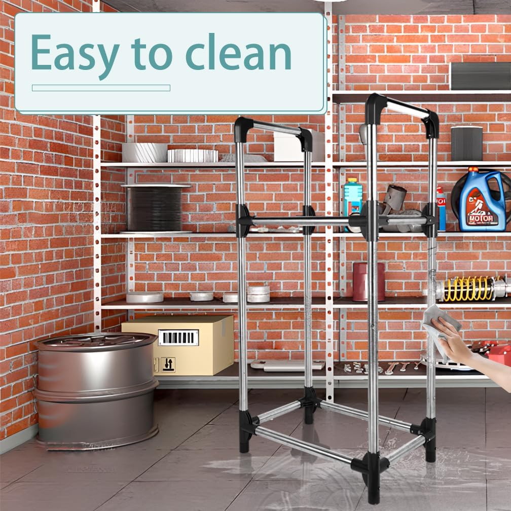 Hershii Tire Storage Rack Standing Garage Storage Shelf Organizer for Indoor Outdoor Use - Black + Silver, 22.51'' X 14.16'' X 45.11''