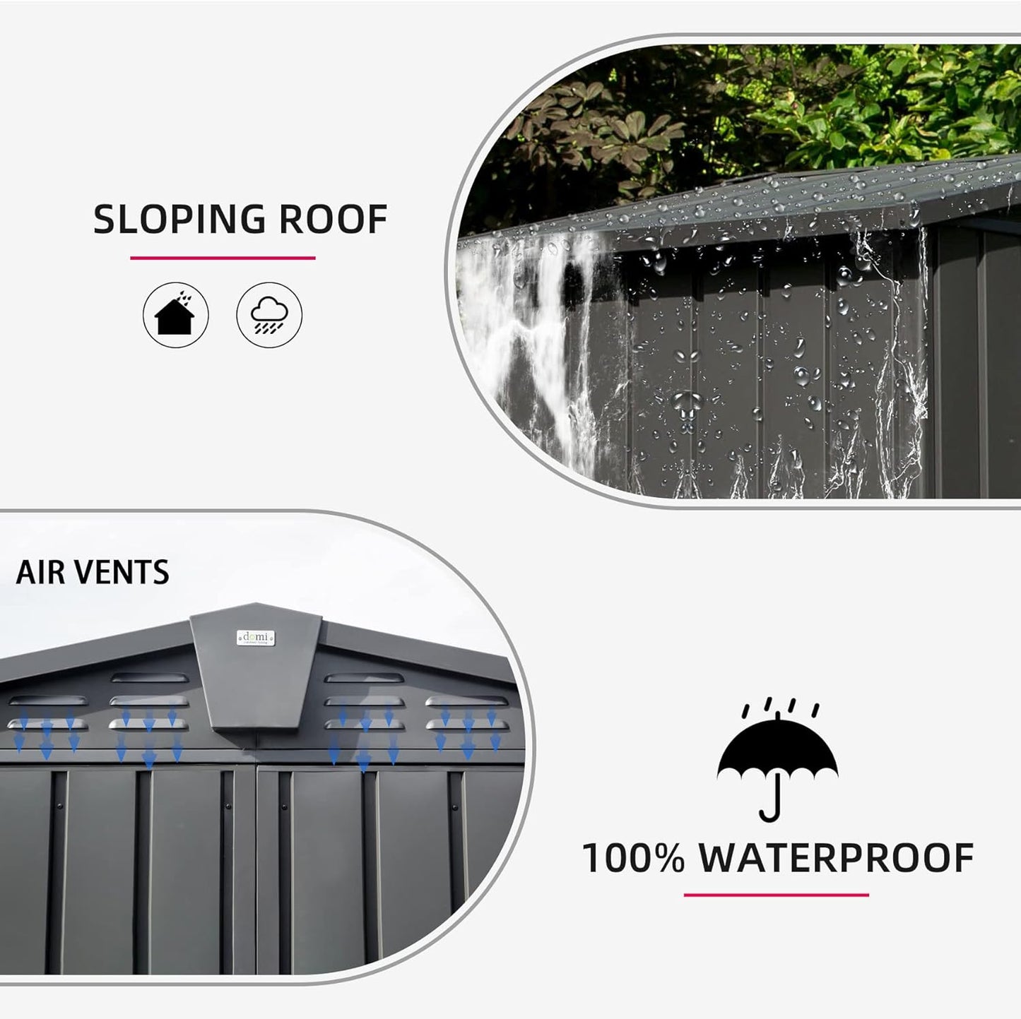 Domi Outdoor Storage Shed 6.5' x 4.2', Metal Waterproof Tool Shed Utility Storage House with Double Lockable Doors & Air Vent for Garden Backyard Patio Lawn