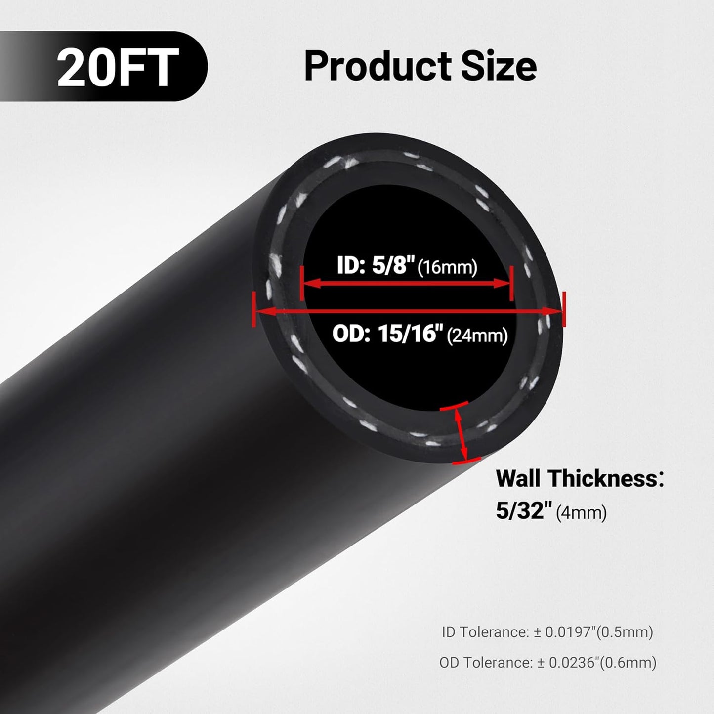 EVIL ENERGY 5/8" Heater Hose Coolant Radiator Straight 100PSI SAE 20R3 20FT Black