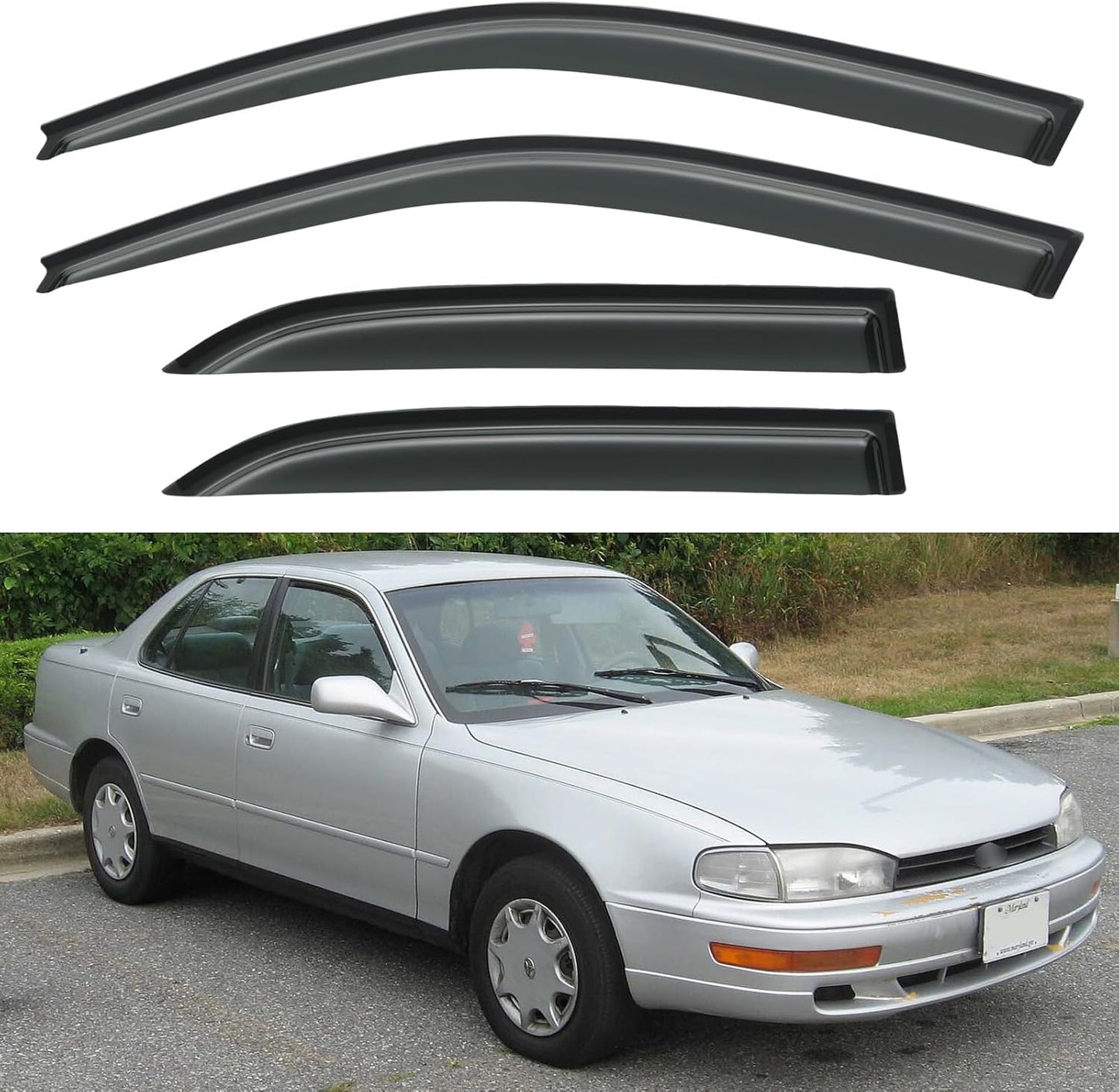Window Visors Rain Guards Shield for 1992-1996 Toyota Camry, Out-Channel Window Vent Wind Deflectors Visors Shades for 92-96 Camry