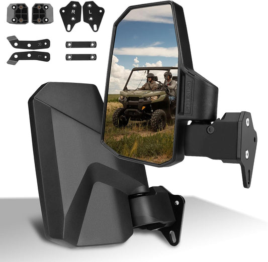 Defender Side Mirrors,The Spring Back Feature Allows Easy Reset After Fold,2024 New UTV Mirrors Compatible with Can Am Defender HD10 HD9 HD8 HD7 HD5,Suitable for No Door,Half Door,Full Door
