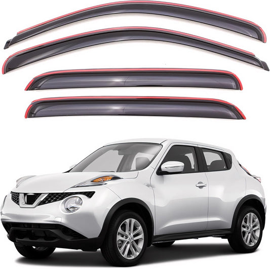 KPY Window Visor Compatible with Nissan Juke 2011-2017, 4PC Rain Guard Side Window Vent Deflectors in-Channel Style, 2011 2012 2013 2014 2015 2016 2017