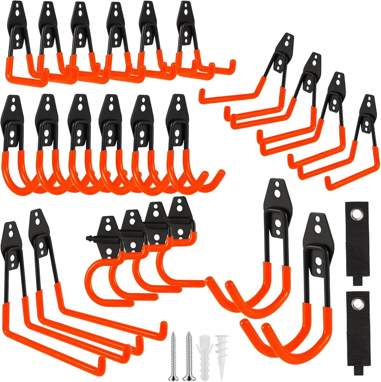 Garage Hook Heavy Duty Wall Storage Hangers, 26 Pack Garage Storage Hooks Steel Tool Orange for Ladders, Ropes, Garden Tools