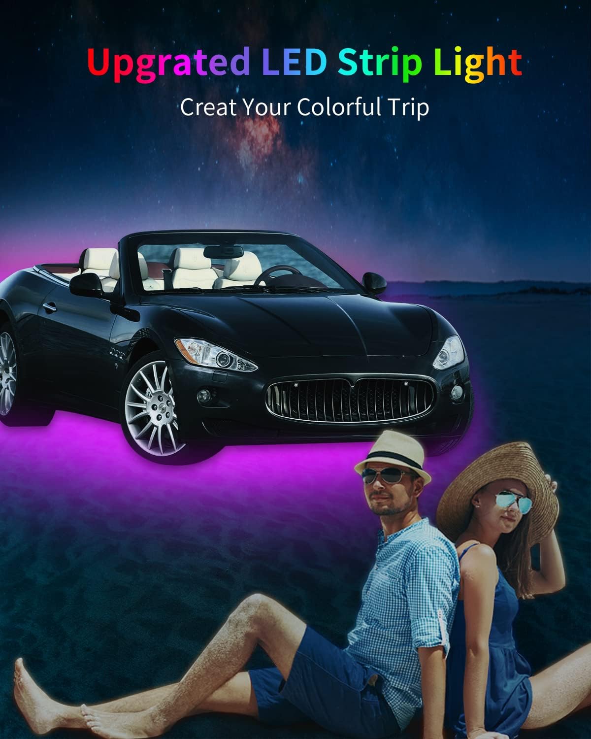 Pink Led Strip Lights,24inch 12V Interior Light Strip IP68 Waterproof Cuttable for Car Motorcycles Boat Golf Cart Truck Cargo Home Decoration with Strong Nano Tape(4PCS)