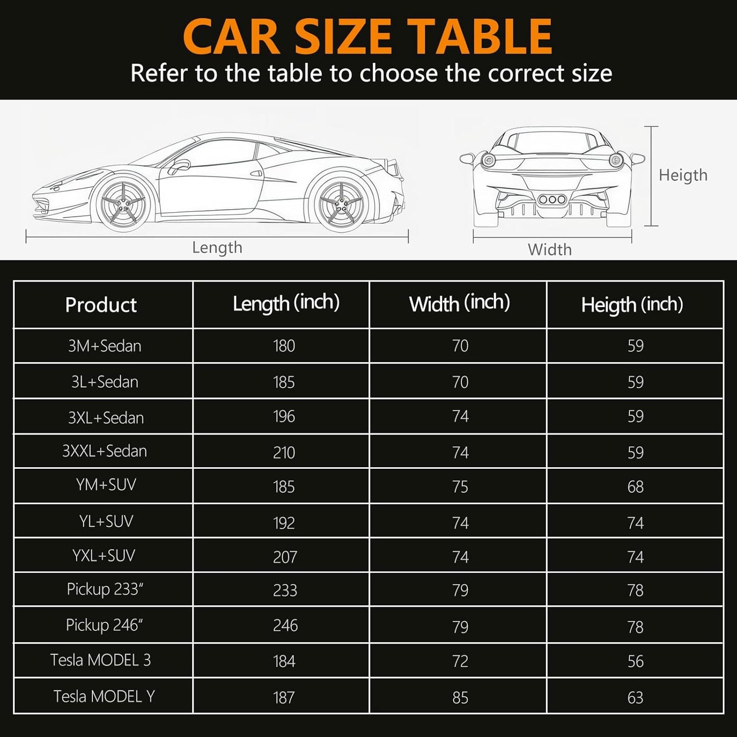 Car Cover Waterproof All Weather,6 Layers Car Covers for Automobiles, Full Exterior Cover with Zipper, Outdoor SUV Car Cover Sun UV Rain Snow Wind Protection, Fit for 192"(192*74*74 inch)SUV