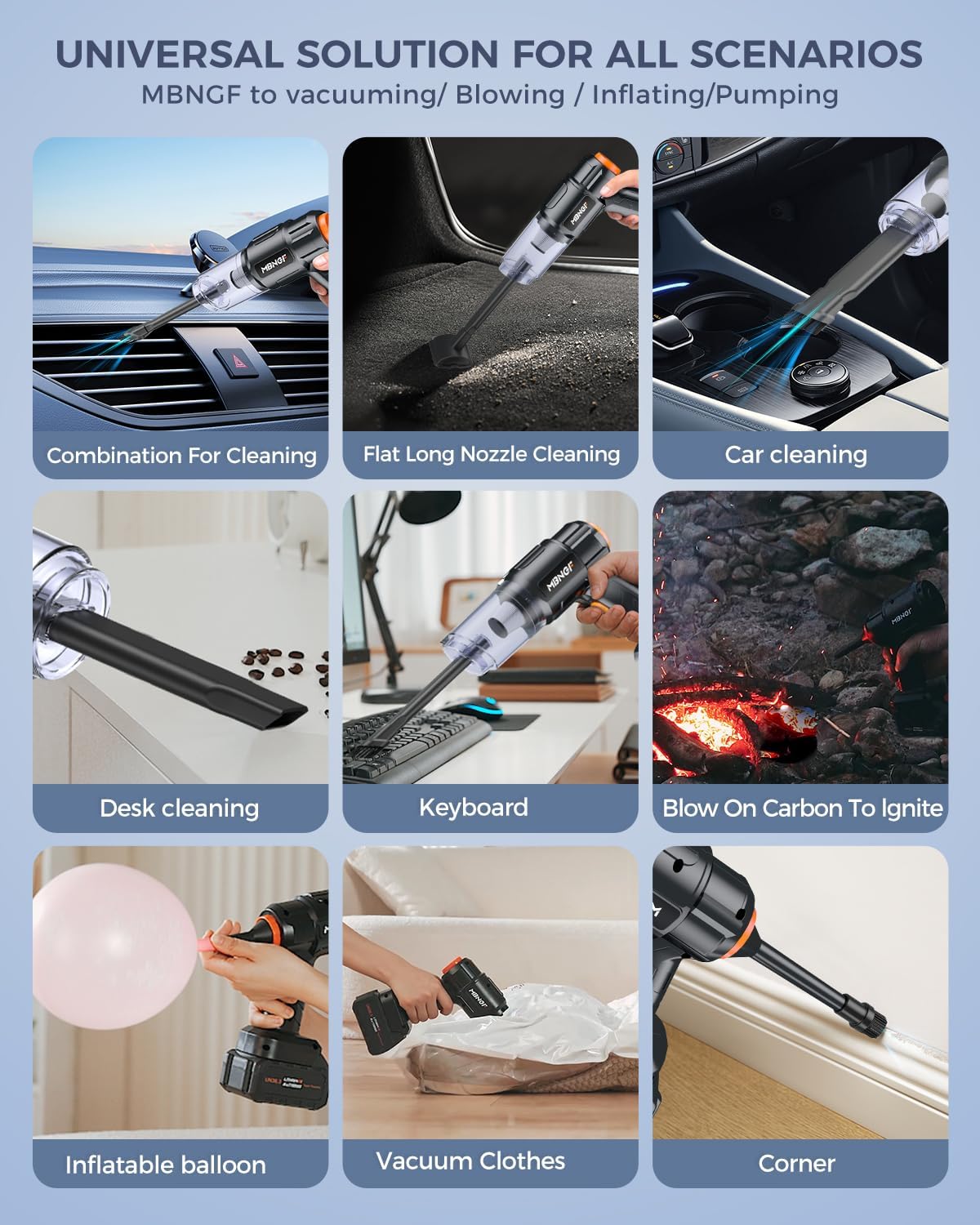 Car Vacuum Portable Cordless,High Power Suction & Blower, Wireless Handheld Vacuum Cleaner for Car, Home, Office, Pet(Coal Black)