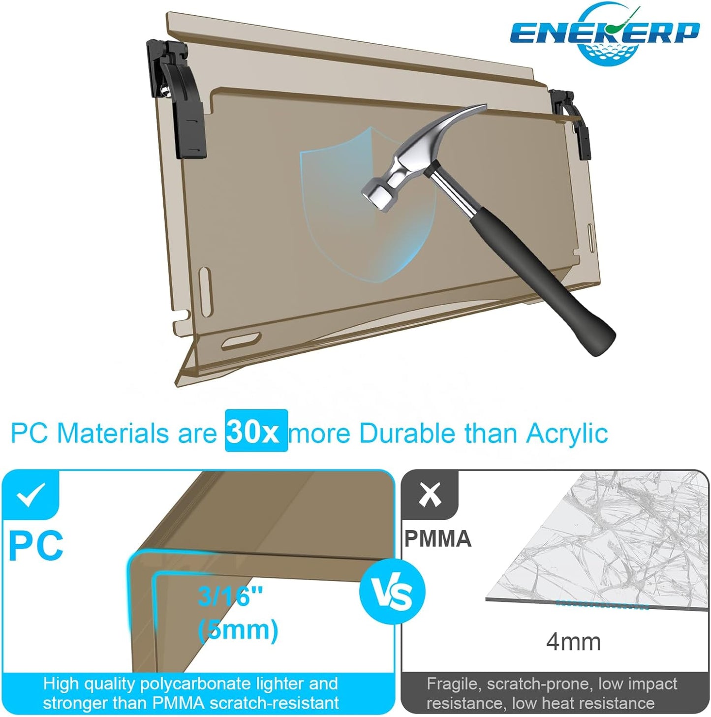 Club Car Precedent Windshield,Golf Cart Windshield for Precedent/Tempo/Onward (2004-Up)– Heavy Duty Hinges, Foldable, Anti-UV & Impact Resistant, 5MM Thick PC Material, 37.6"W X 33.2"H (tinted)