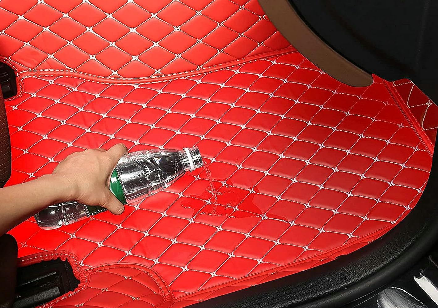 Custom Artificial Leather Waterproof All-Weather Car Floor Mats Fit for 99% Sedan SUV Sports Car Vehicle Car Mat (Wine red)