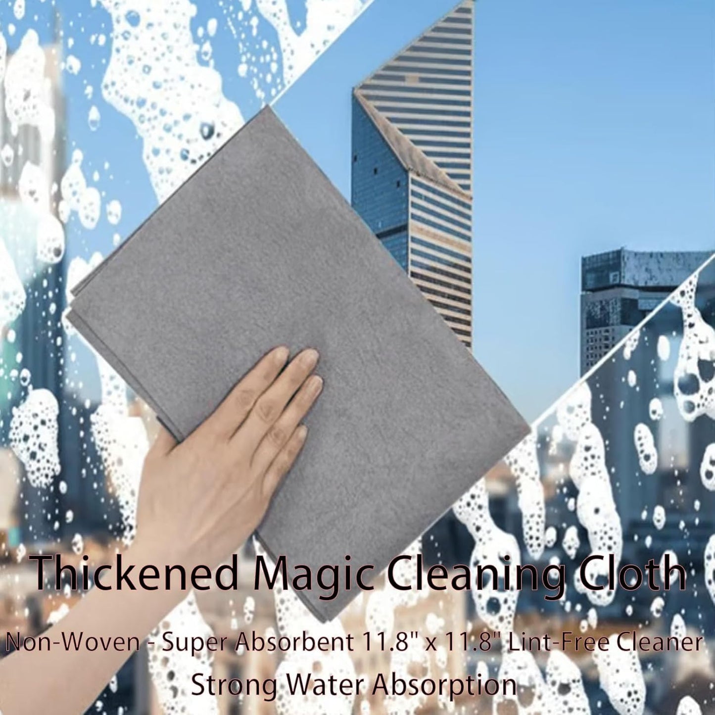 FETNHU Non-Woven - Super Absorbent 11.8" x 11.8" Lint-Free Cleaner, Reusable Thickened Magic Cleaning Cloth, Multipurpose Magic Cloths for Cleaning Glass, Cars, Kitchen, Window, Mirrors (30PCS-Gray)