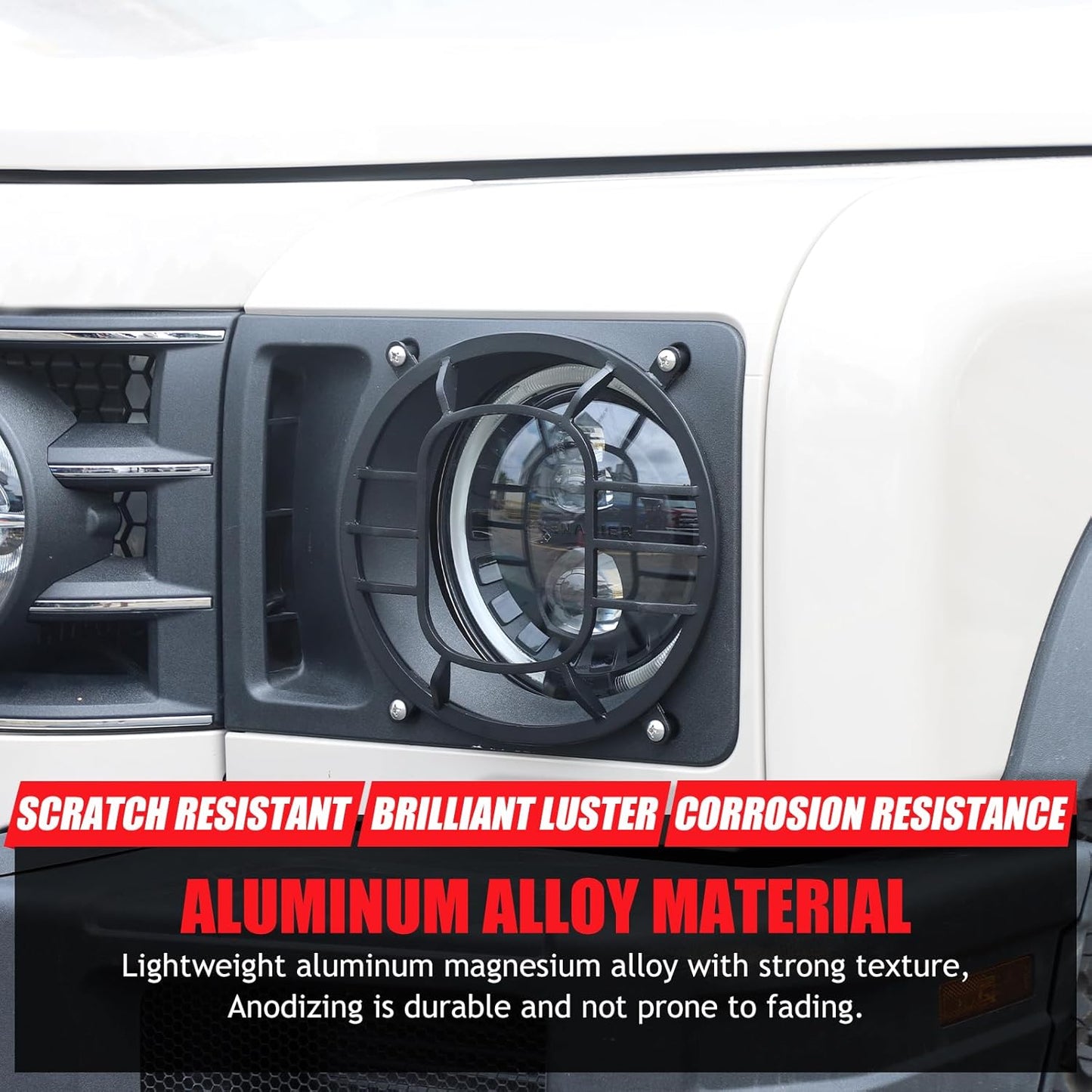 2 PCS Aluminum Alloy Car Headlight Cover Compatible with Ineos Grenadier 2020-2024 Headlight Grill Guards Cover Trim Accessories (Style C)