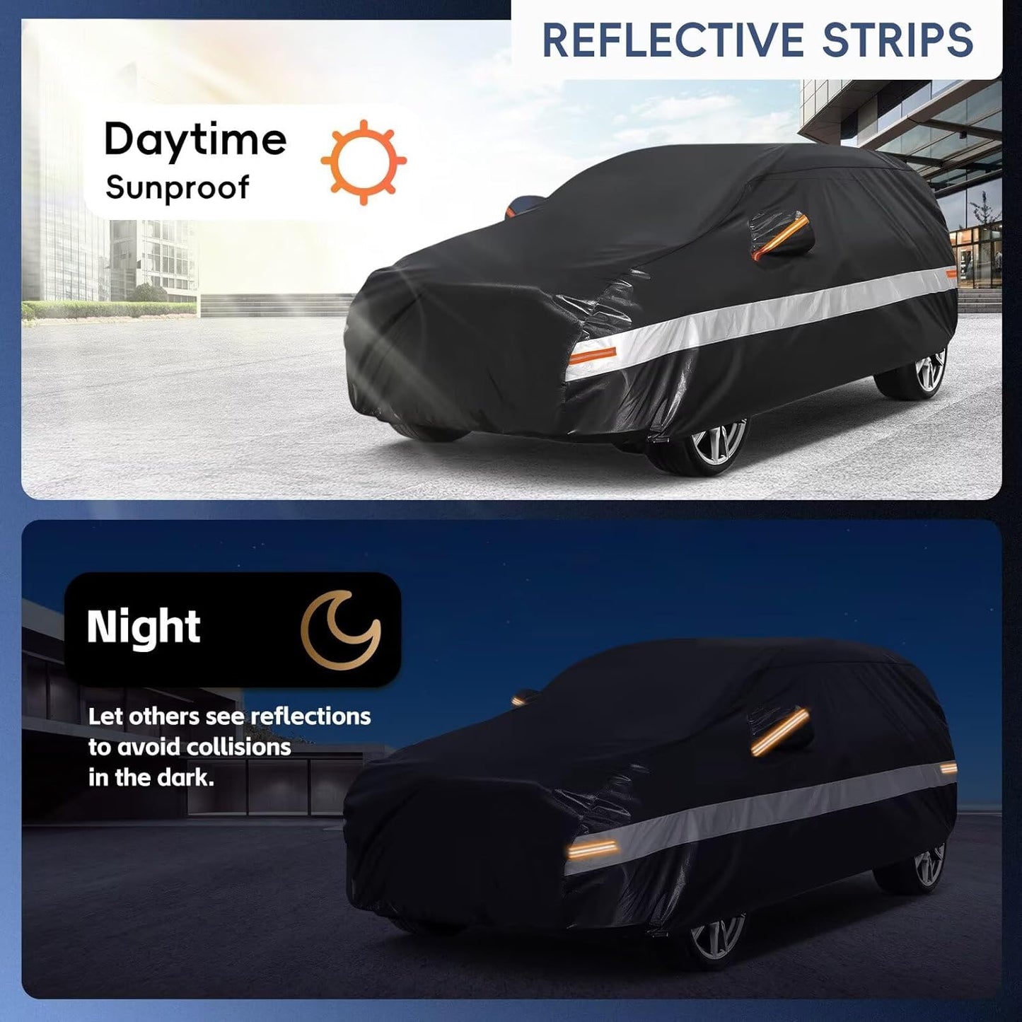 10 Layers SUV Car Cover Custom Fit for Ford Explorer (2002-2025), Waterproof All Weather for Automobiles, Outdoor Full Cover Sun Dust Rain Protection with Cotton. Black