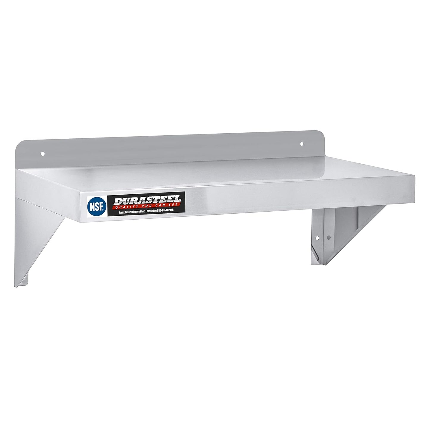 DuraSteel Stainless Steel Wall Mount Shelf 24" Wide x 14" Deep Commercial Grade - NSF Certified - Good for Restaurant, Bar, Home, Kitchen, Laundry, Garage and Utility Room