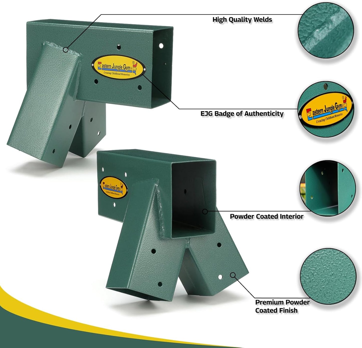 Eastern Jungle Gym Easy 1-2-3 A-Frame Swing Set Bracket Heavy Duty for EZ, Simple Install - DIY Swing Set Parts Green