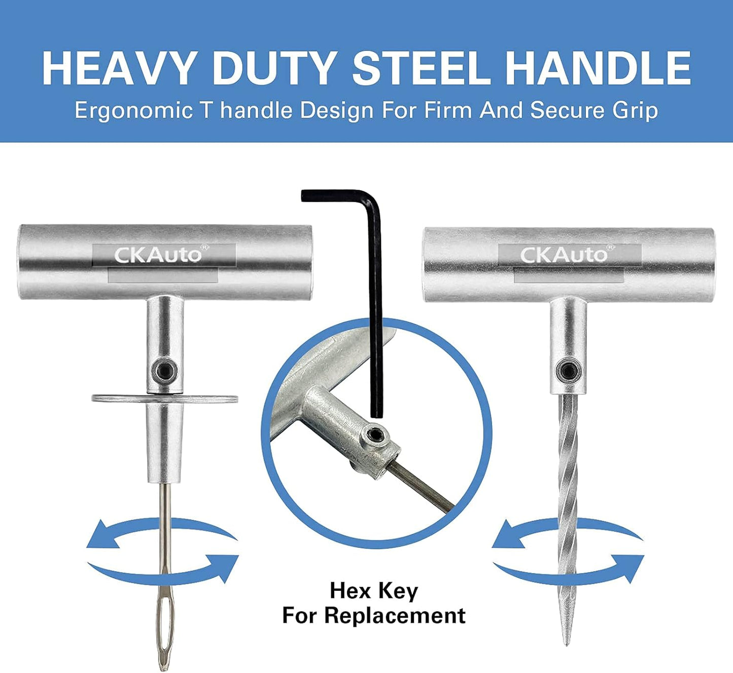 CKAuto Universal Tire Repair Kit, Heavy Duty Car Emergency Tool Kit for Flat Tire Puncture Repair, 36 Pcs Value Pack, Tire Plug Kit fit for Autos, Cars, Motorcycles, Trucks, RVs, etc.