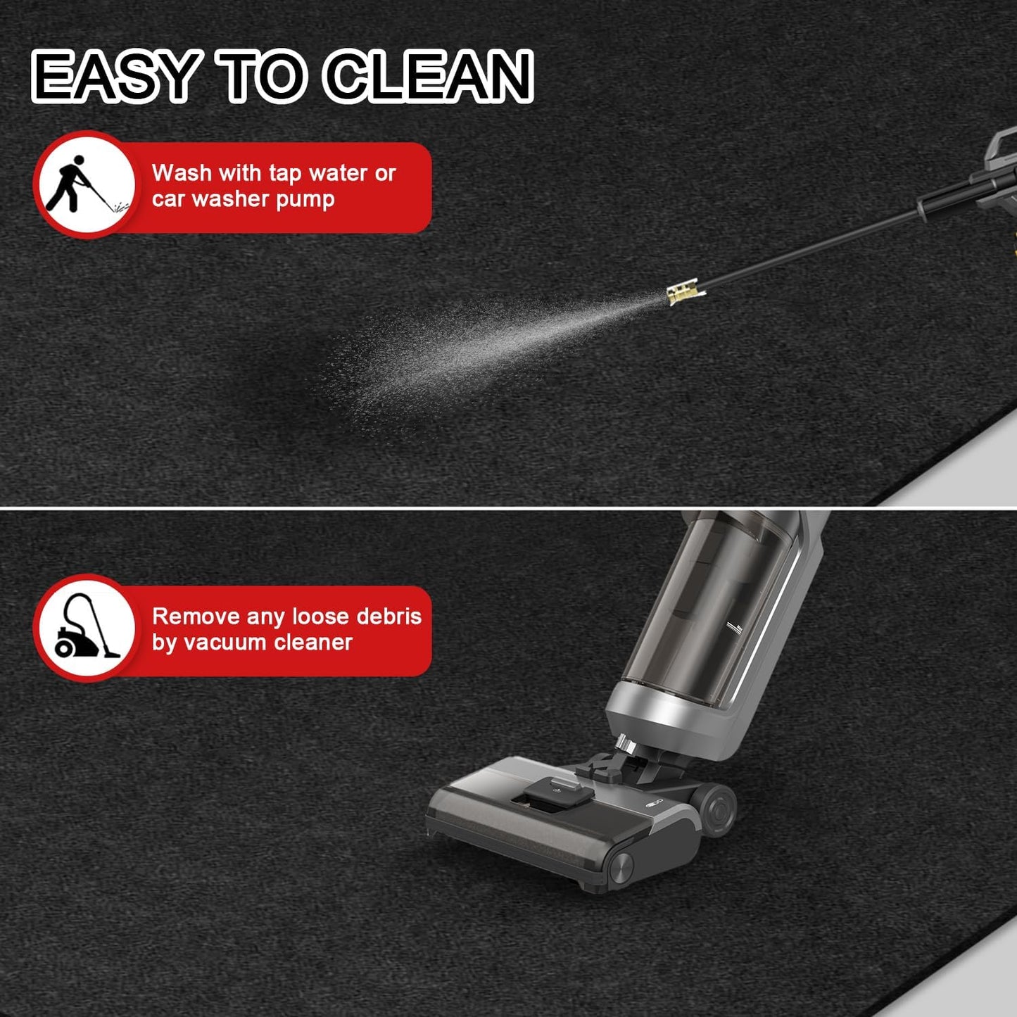 Golener Oil Spill Mat - Garage Floor Mat, Absorbent Oil Pad, Premium Maintenance Mat, Waterproof, Contain Liquid, Protect Garage Surface from Spill & Stain, Reusable, Washable, Durable, Black, 72”x96”