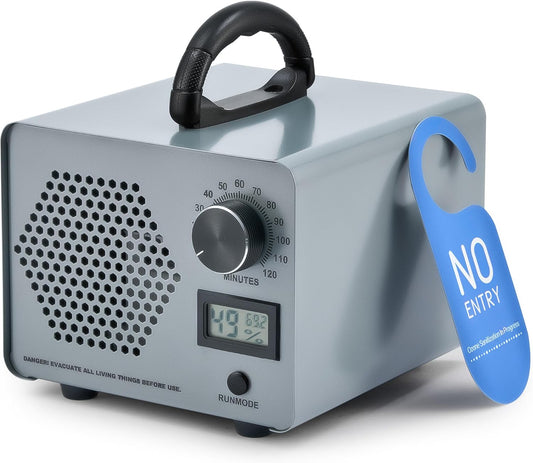 CREWORKS Ozone Odor Machine, Commercial Ozone Generator Air Purifier with Timer Display, 30000 mg/h Ozone Machine for Car Home Smoke Pet Odor Removal, High Capacity for 3200 sq ft Room, Silver