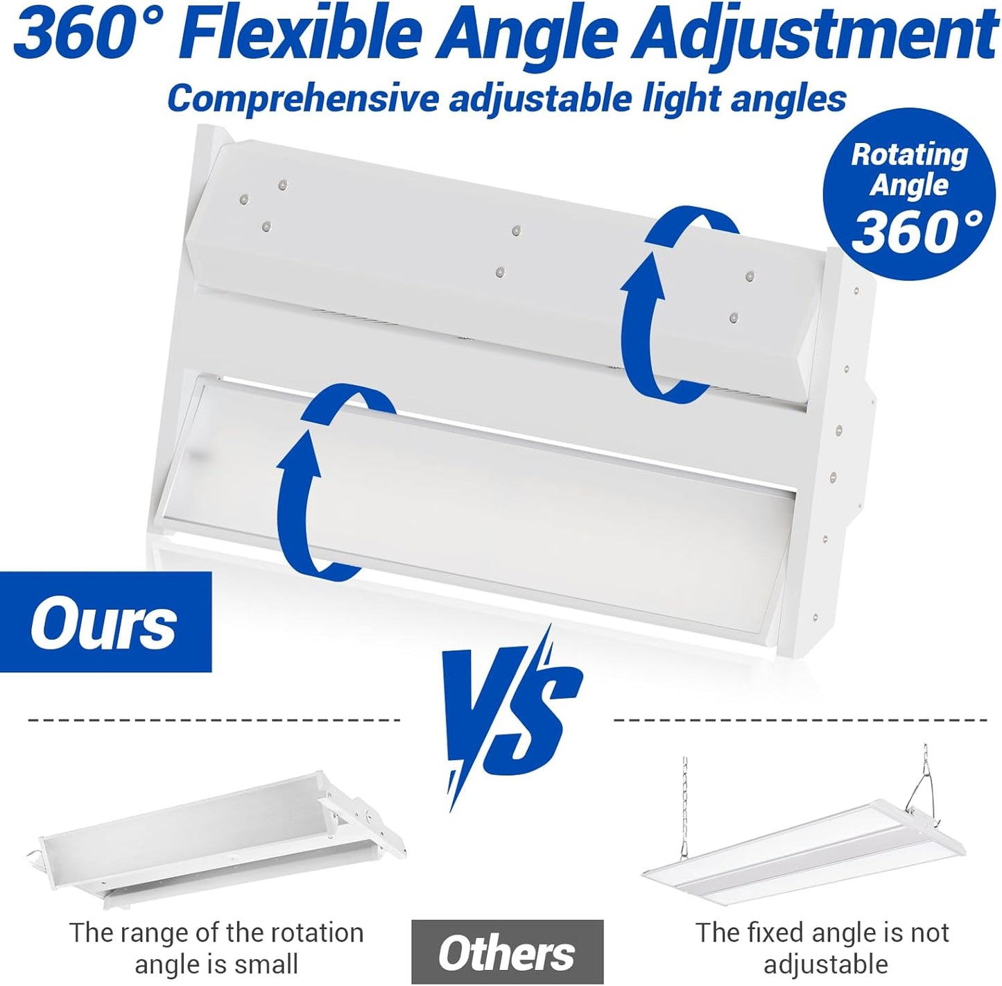 JTT LED Linear Shop Lights 150W, 21000LM 360° Adjustable Led High Bay Lights 5000K Daylight 120-277V, Led Garage Light for Shop Workshop Store Commercial Supermarket Warehouse Basement, 4-Pack ETL