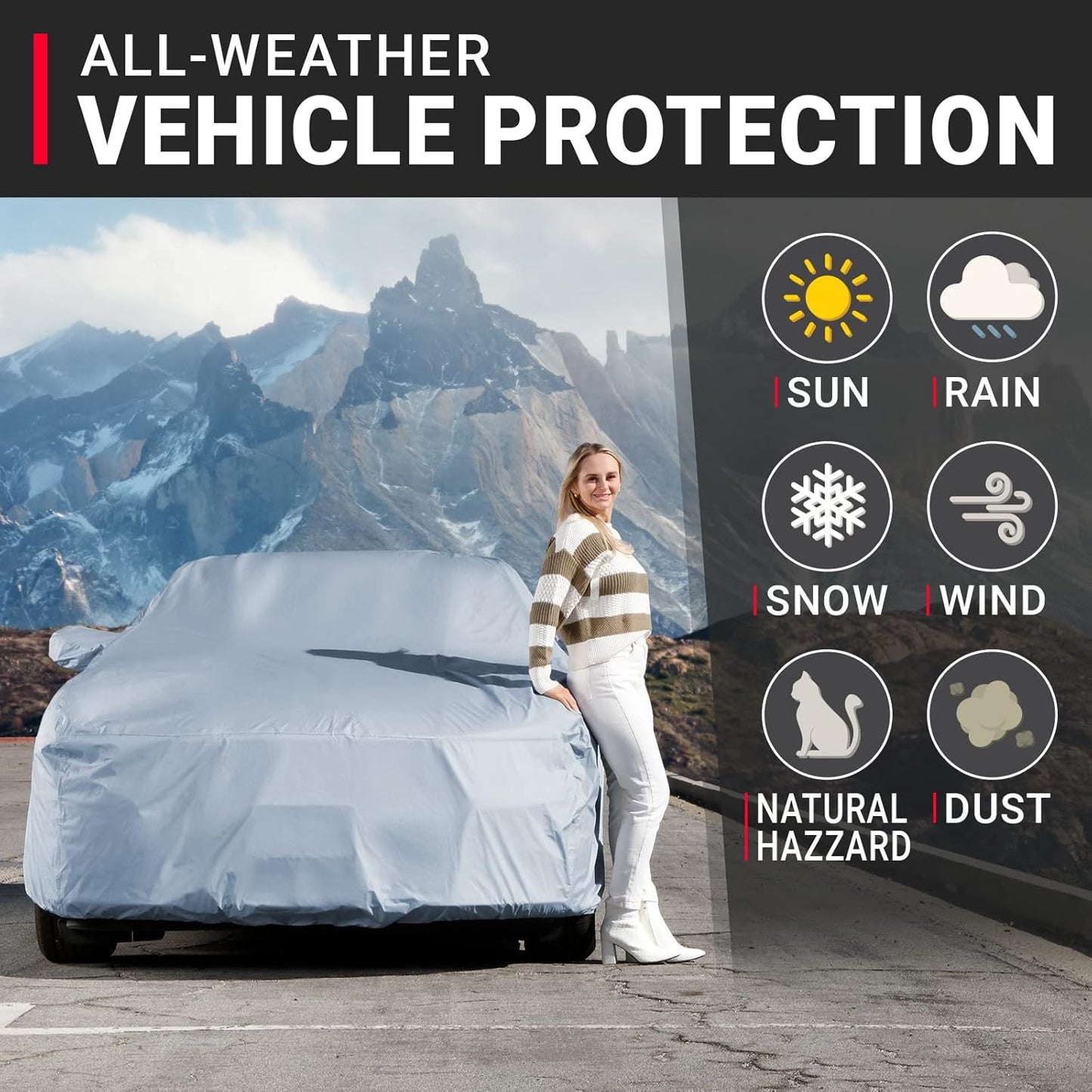 iCarCover Custom Car Cover Compatible with Charger 2006-2024, Waterproof All-Weather Rain Snow UV Sun Protector Full Exterior Indoor Outdoor Car Covers, 1-Tone (Solid Gray)