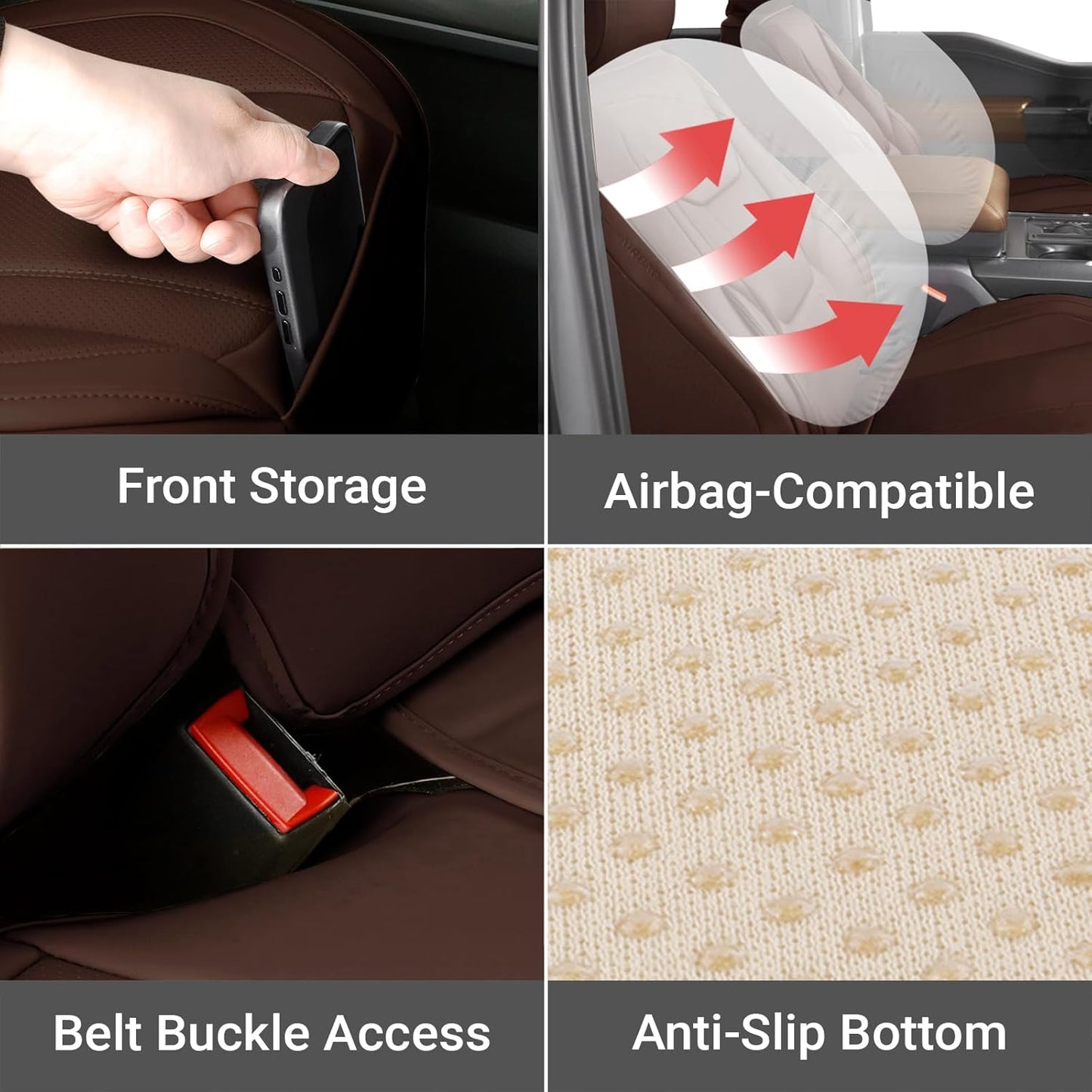 Coverland Custom Car Seat Covers Compatible with 2005-2021 Frontier King Cab, Crew Cab - Premium Leather Non-Slip Waterproof Cover Interior Protector Full Set-Dark Brown [See Size Chart-Size X116]