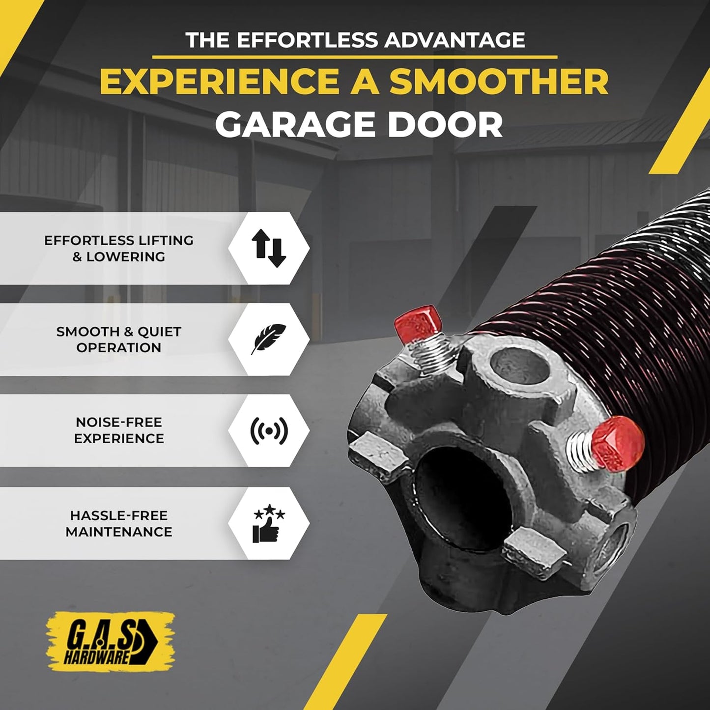 Garage Door Torsion Spring 234x1.75x29 Includes 1” Steel Bearing, Gloves, Manual, and Winding Bars for Right Side of Garage Door Precision E-Coating 5-Year Warranty Min. 30,000 Cycles (Black Cone)