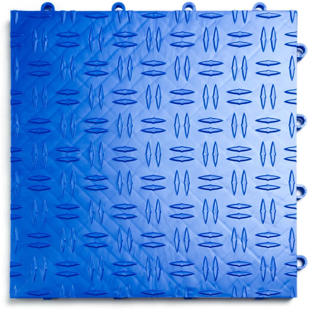 GarageTrac Diamond, Durable Interlocking Modular Garage Flooring Tile (12 Pack), Royal Blue