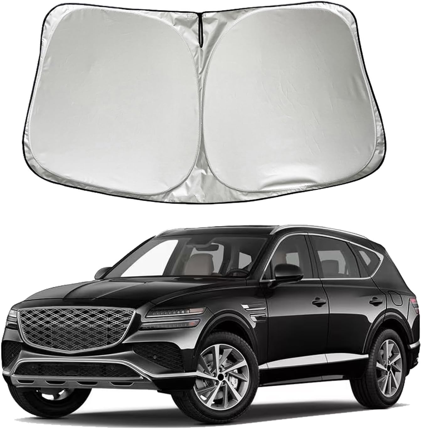 Car Windshield Sun Shade Sunshade Compatible with Genesis GV80 2025 2024-2021 Accessories, Foldable Car Front Window Sun Shield Visor