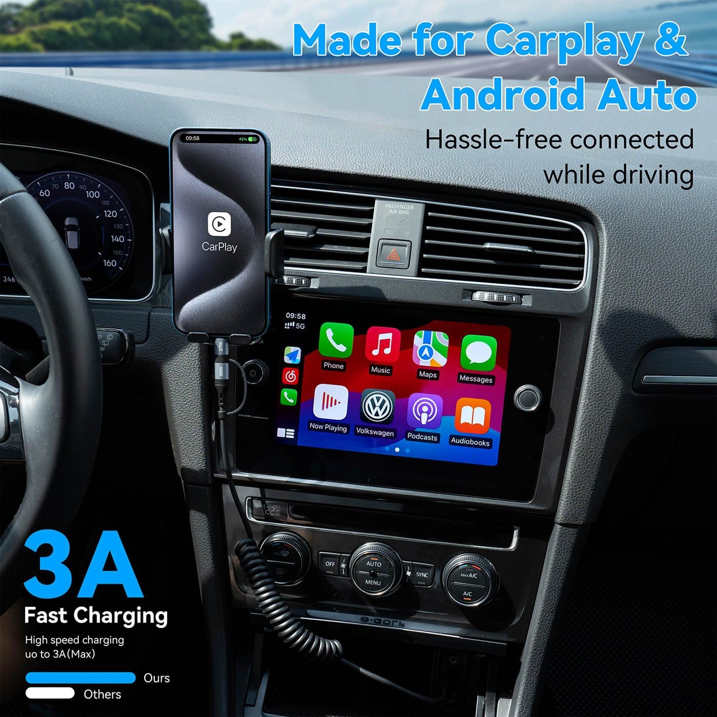 Coiled Lightning Cable [2Pack 4FT] 4 in 1 Multi Charging Cable 60W Fast Charging Retractable Charger Cord for iPhone 15/14/13/12/11 Pro Max/XS MAX/XR/XS/X/8/7/6 Plus/iPad/AirPods/MacBook/CarPlay (1)