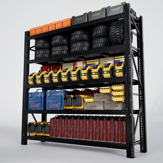 Garage Shelving Heavy Duty - 6.5ft W Extra Large Metal Shelving Units and Storage for 5500lbs, 5tier Adjustable Basement Storage Industrial Shelves Pallet Racking Organizer (23.6"D *78.7"W * 98.4"H)