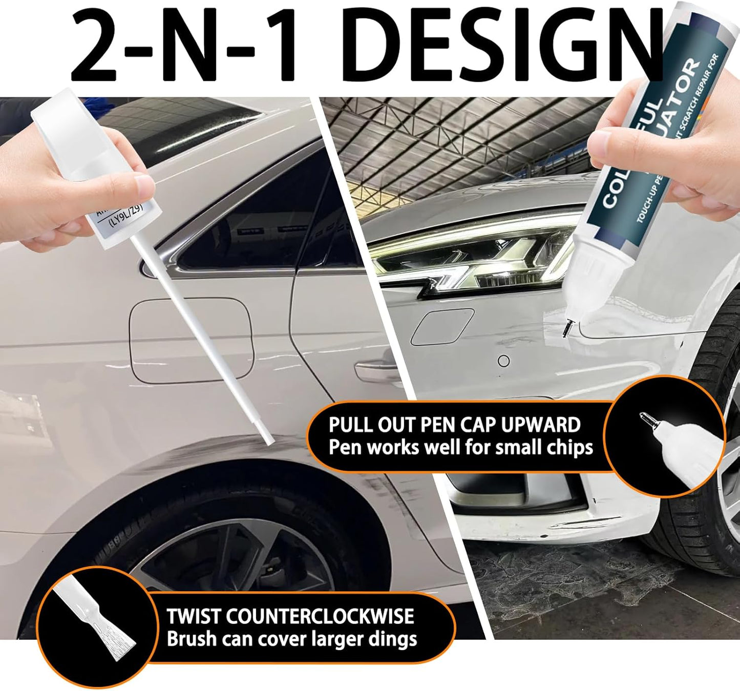 Brilliant Black(LY9B/A2) Touch Up Paint Compatible with Audi, Car Paint Pen Scratch Repair Two-In-One Touch Up Paint, Premium Car Scratch Remover for Deep Scratches