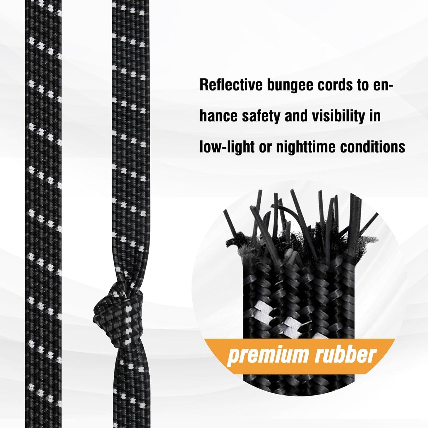 Bungee Cords with Hooks Heavy Duty, Flat Adjustable Bungee Cords with Hooks 40 Inch, Reflective Rubber Black Bungee Straps with Buckle Hooks for Outdoor, Camping, Tarps, Bike Racks, Tents, Black