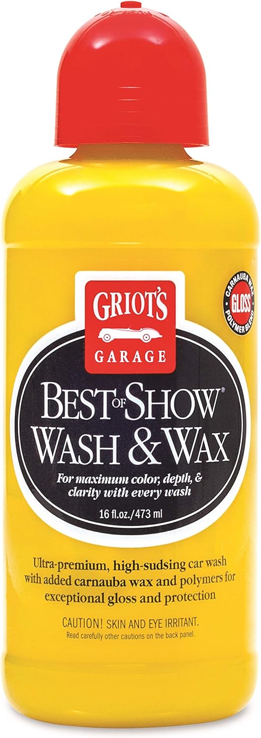 Griot's Garage Best of Show Wash and Wax for Car Detailing and Cleaning, Carnauba-Packed Coating, High Gloss Shine and Protection for Auto Paint, 10974, 16oz