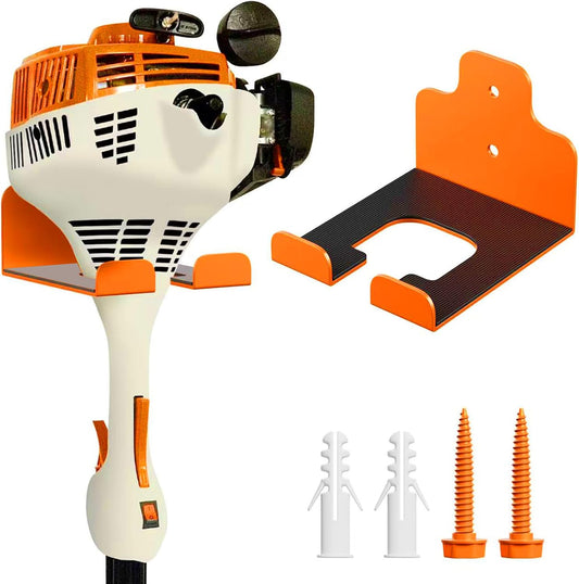 Garage Organizer Trimmer Rack, Garden Power Tool Hanger Weed Whackers Holder Wall Mounted for Grass Trimmer, Hedge Trimmer, Garage Trimmer, Garden Tools,1 Pack(Orange)