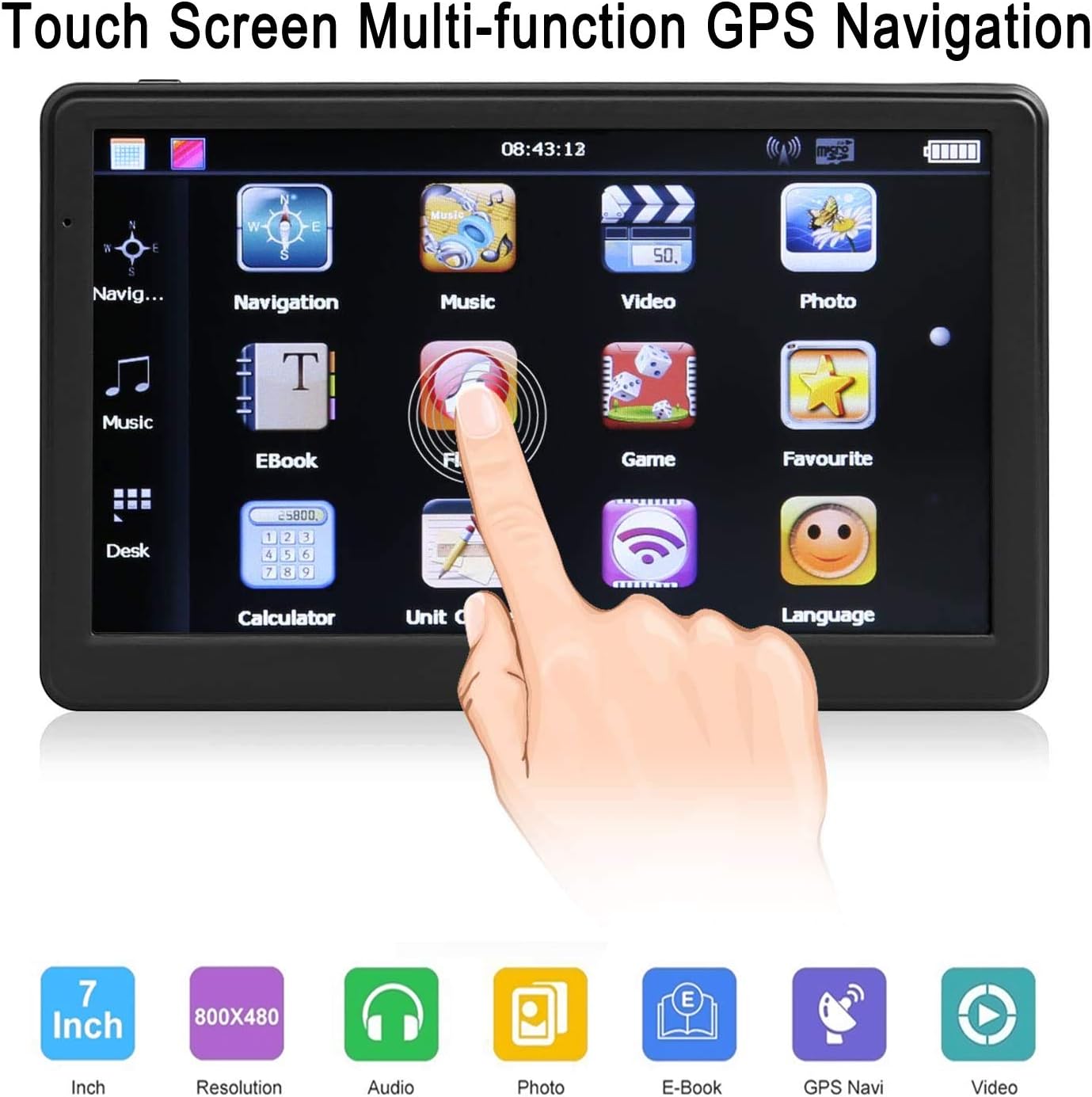 GPS Navigation for Car, Latest 2025 Map,7 inch Touch Screen Real Voice Spoken Turn-by-Turn Direction Reminding Navigation System for Cars, Vehicle GPS Satellite Navigator with(Free Lifetime Updates)