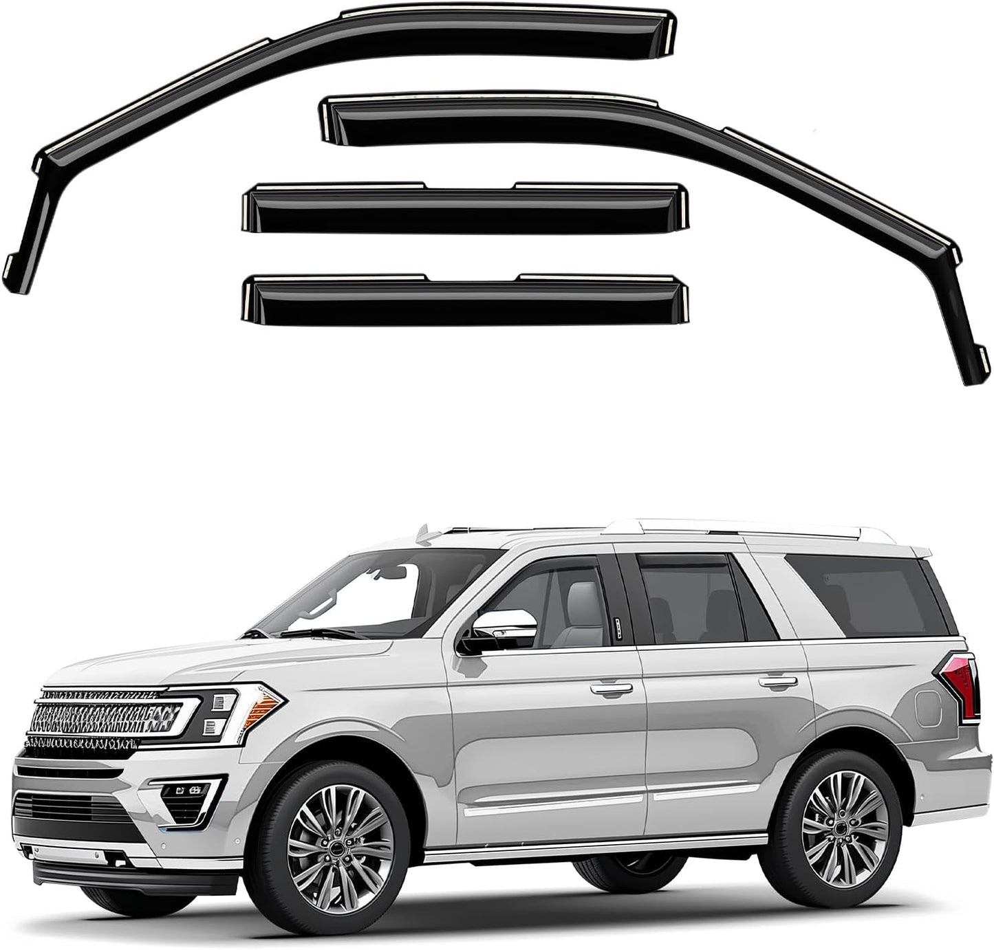 Window Deflectors Smoke Tinted in-Channel Side Window Vent Visor Deflectors Rain Guards Compatible with Expedition 2018-2024 - 4pcs. GW0182
