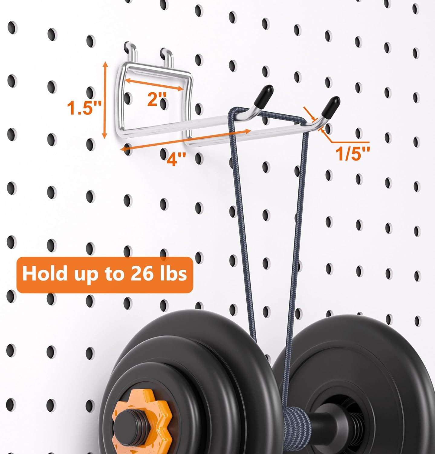 FRIMOONY Heavy Duty Pegboard Hooks 30 Pack, 4 Inch Long, Fitting 1/4 Inch Pegboard Holes, Silver Metal Garage Workshop Shed Organizer