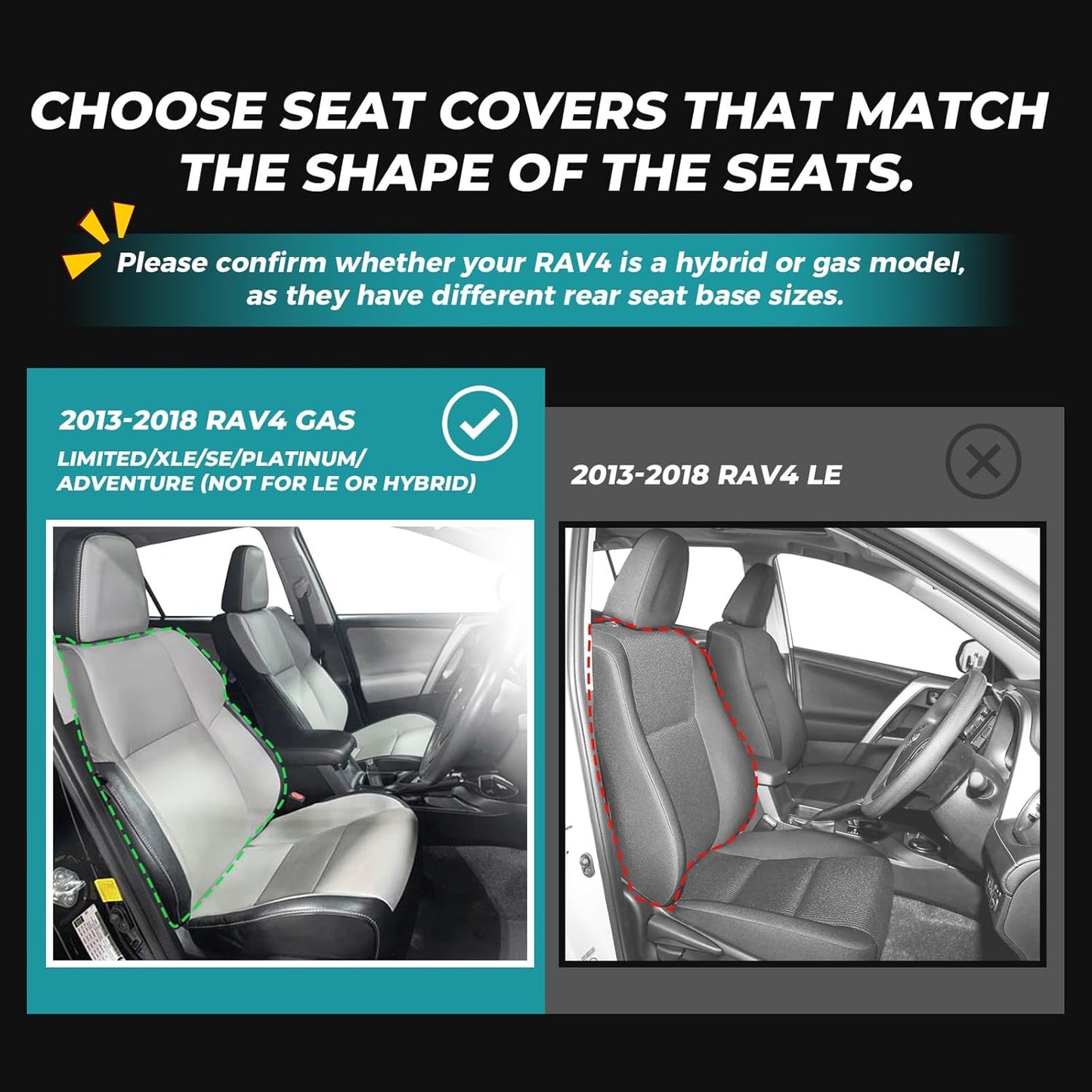 for Toyota RAV4 Seat Covers 2013 2014 2015 2016 2017 2018 RAV 4 XLE SE Limited Platinum Adventure (not for LE&Hybrid) - Custom Leather Car Seat Covers Full Set - BlackRed