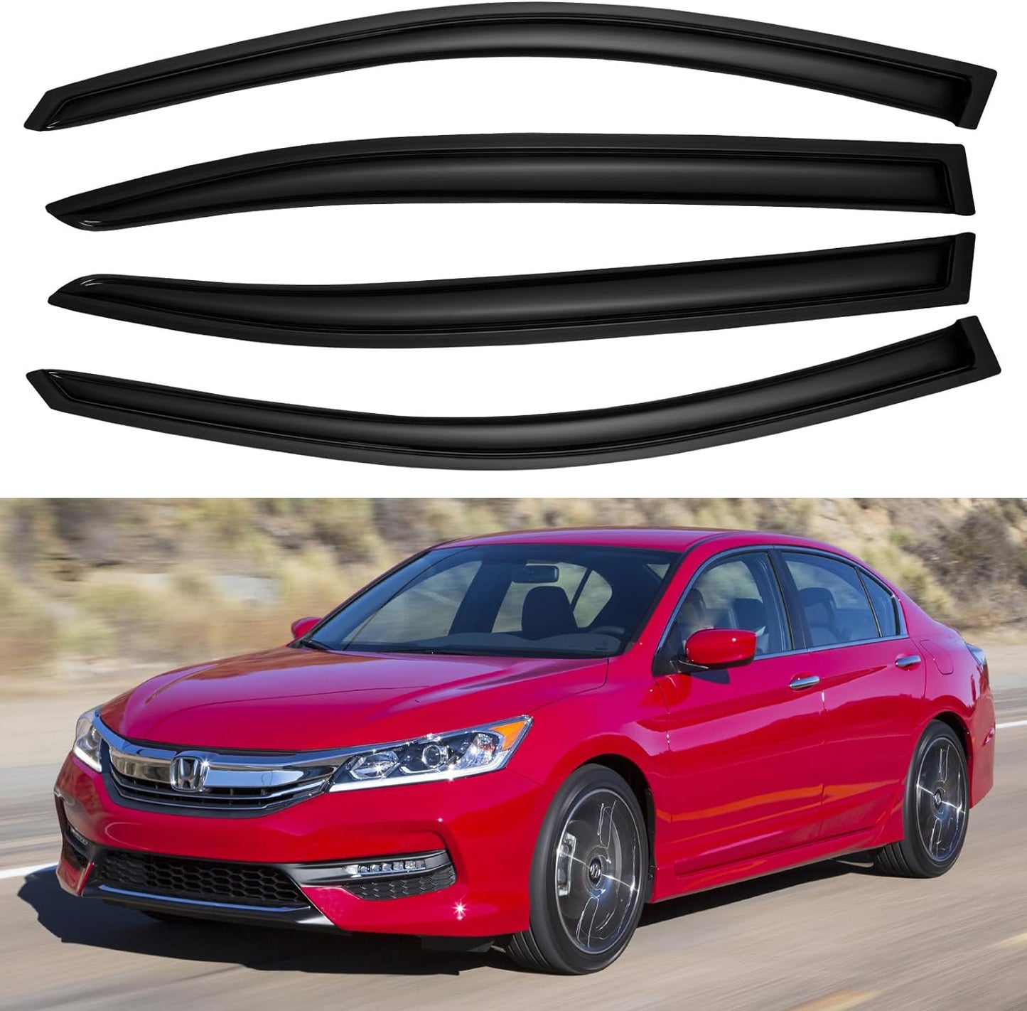 Window Visors Rain Guards Shield for 2008-2017 Honda Accord, Out-Channel Window Vent Wind Deflectors Visors Shades for 08-17 Accord 4Door Sedan
