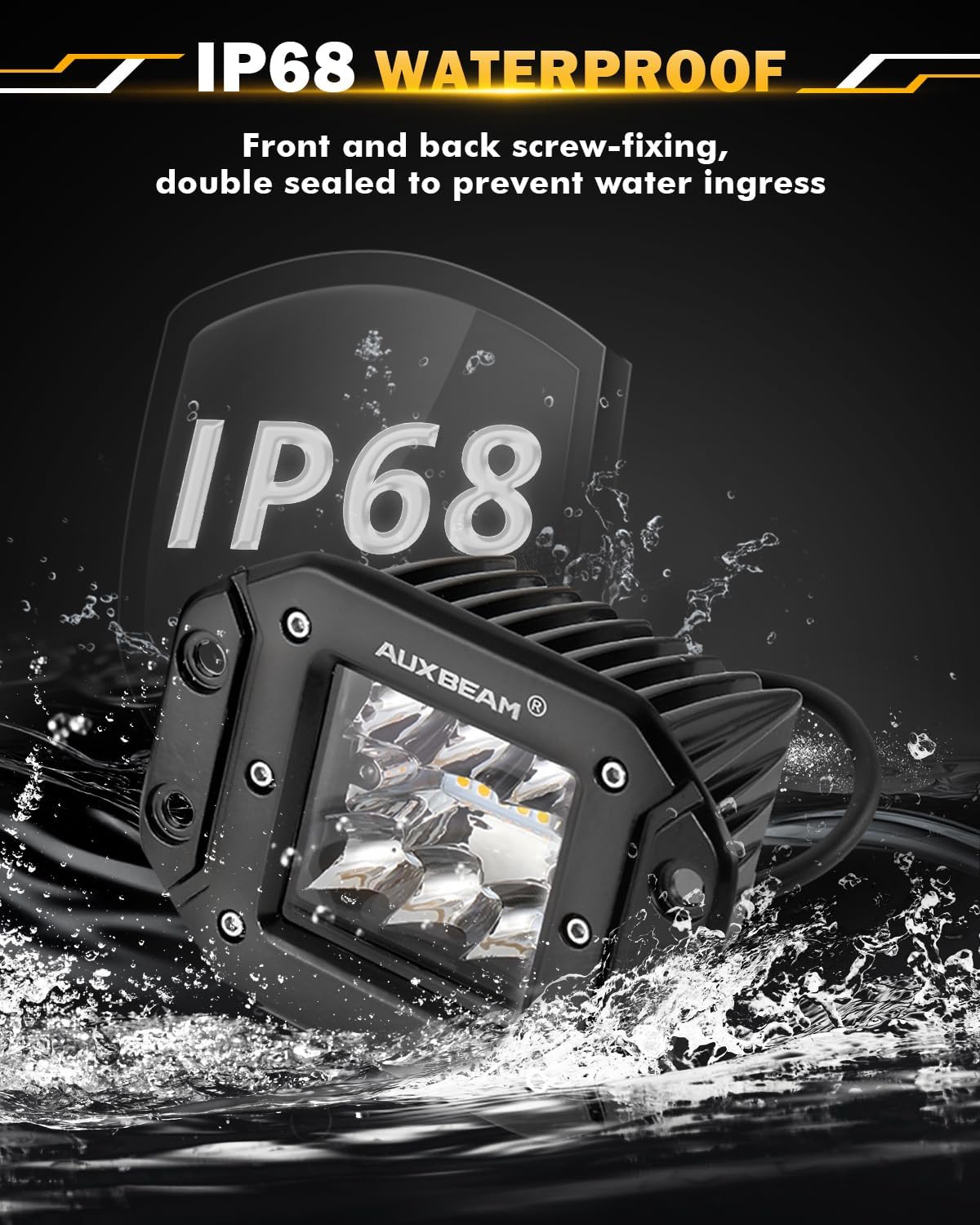 Auxbeam 5 Inch Flush Mount Led Light Pods, Amber Flush Mount Bumper Fog Lights 6 Modes Strobe Cube Pod Light Bar Yellow Spot Flood Offroad Driving Ditch Lights for Truck Jeep Car ATV