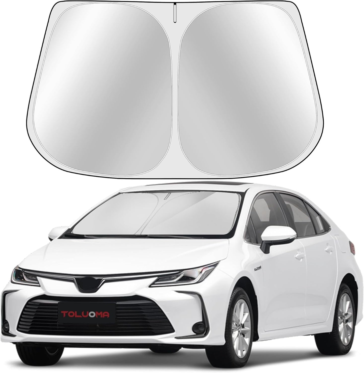 Custom Fit Windshield Sun Shade for Toyota Corolla 2020-2024 2025- Full Coverage, 210T Reflective Fabric, Double-Layer Design - Blocks 99% UV Rays, Keeps Car Cool, Easy to Install and Store