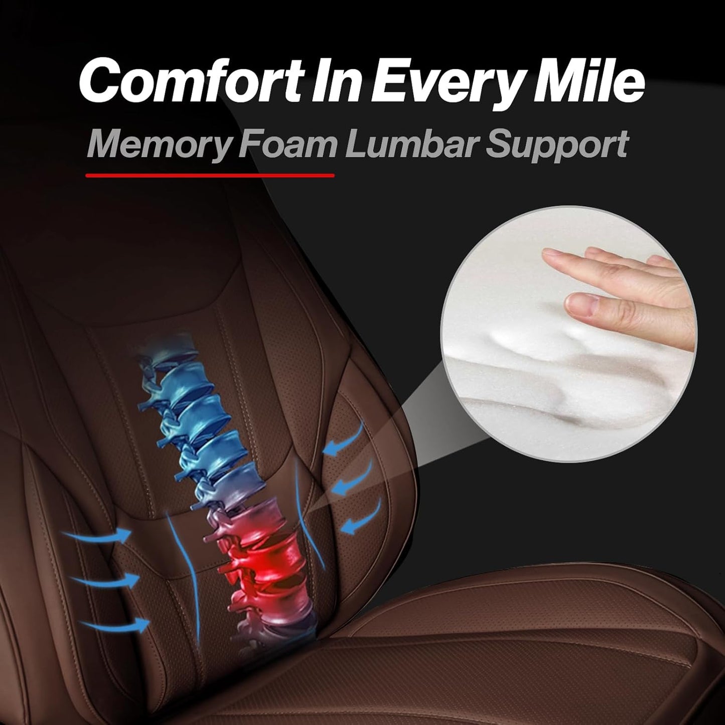 Coverland Custom Car Seat Covers Compatible with 2006-2014 Ridgeline Crew Cab - Premium Leather Non-Slip Memory Foam Waterproof Cover Interior Protector Front Seat-Dark Brown [See Size Chart-Size A29]