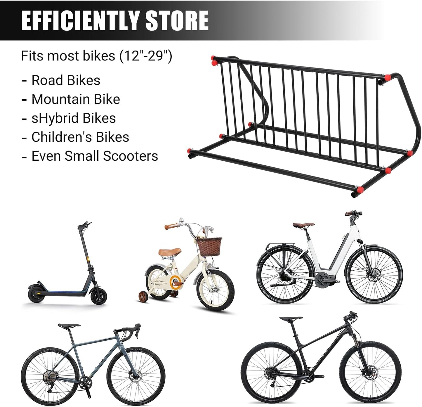 Commercial Grid Bike Rack for 10 Bikes - Heavy Duty Metal Bike Stand Floor, Outdoor Bicycle Parking Rack for Garage, Retail, School, Backyard, Bike Shop (Double Side)