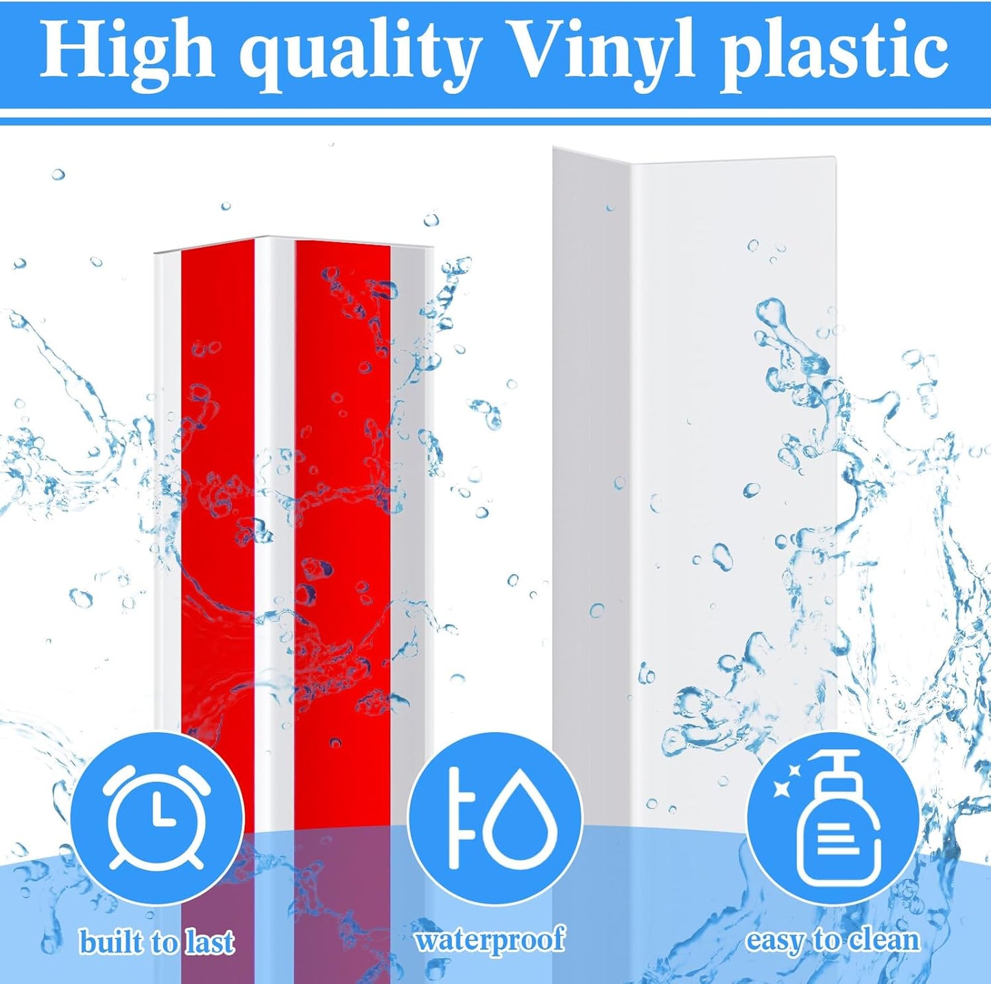 Sasylvia 10 Pcs Wall Corner Protector Guards, 1-1/8 x 36 Inches Self Adhesive Vinyl Corner Trim Molding, Avoid Scratching Scuffs, Ease Install & Cleaning for Door Countertop Furniture Protection