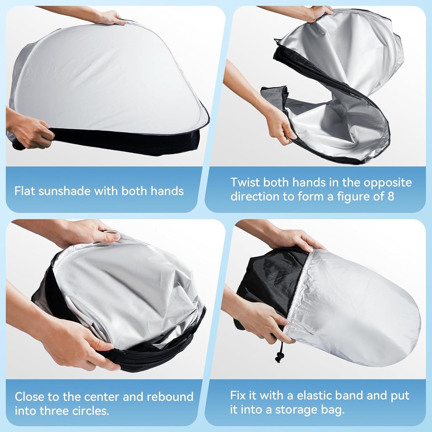 Car Windshield Sun Shade, 300T Thickened Car Window Shades Heat Reflective Interior Cool, Universal Fit for Most Cars SUVs Trucks, Foldable & Portable Design (M (55" × 27"))