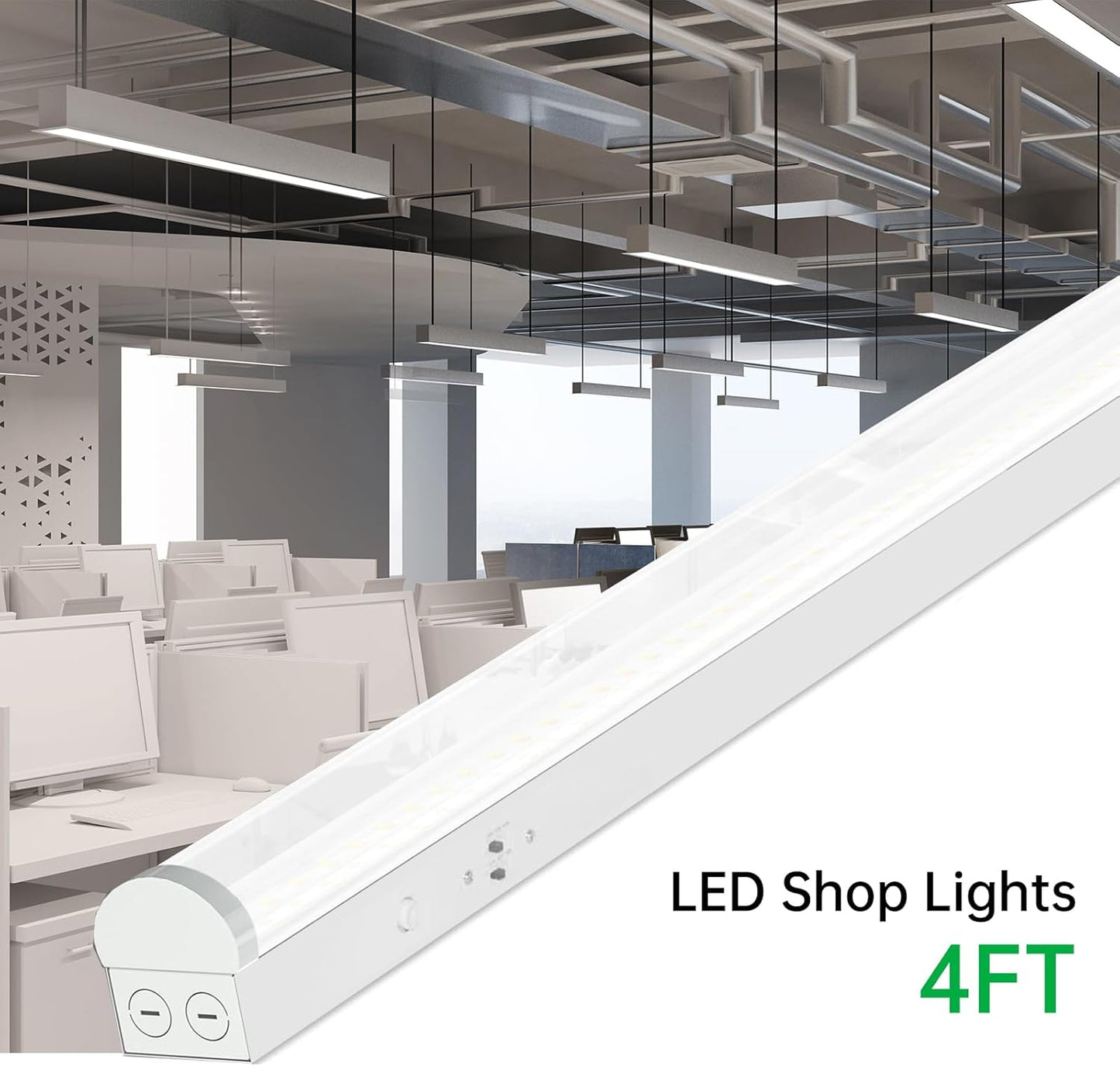 4FT LED Linear Strip Light Fixture, 4 Foot LED Shop Lights 40/32/24W 35/40/5000K CCT Selectable,Surface Mount and Hanging Ceiling Lighting Fixture for Garage, Warehouse, Workshop, Supermarket (4)