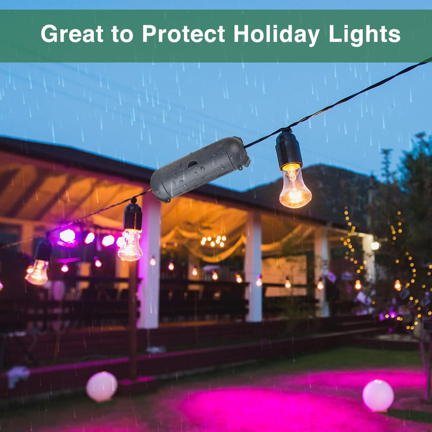 Flemoon [3 Pack] Outdoor Extension Cord Safety Cover with Waterproof Seal, Weatherproof Electrical Connection Box to Protect Outdoor Outlet, Plug, Socket, Christmas Holiday Decoration Light, Gray