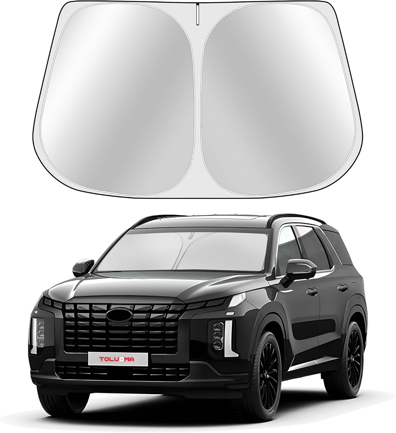 Custom Fit Windshield Sun Shade for H-yundai Palisade 2020-2025 - Full Coverage, 210T Reflective Fabric, Double-Layer Design - Blocks 99% UV Rays, Keeps Car Cool, Easy to Install and Store